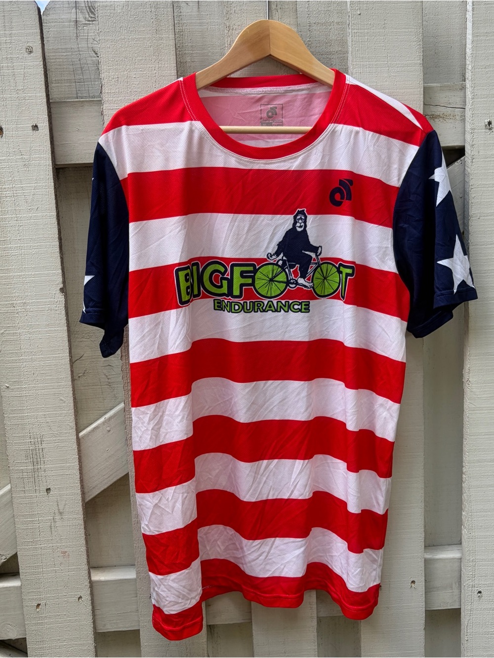 Bigfoot Endurance Men's XL Stars Stripes Cycling Running Tech Jersey VGUC